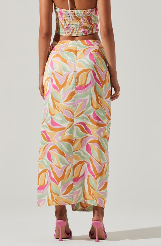 Shop Astr The Label Loretta Pleated Satin Maxi Skirt In Mustard Pink Floral