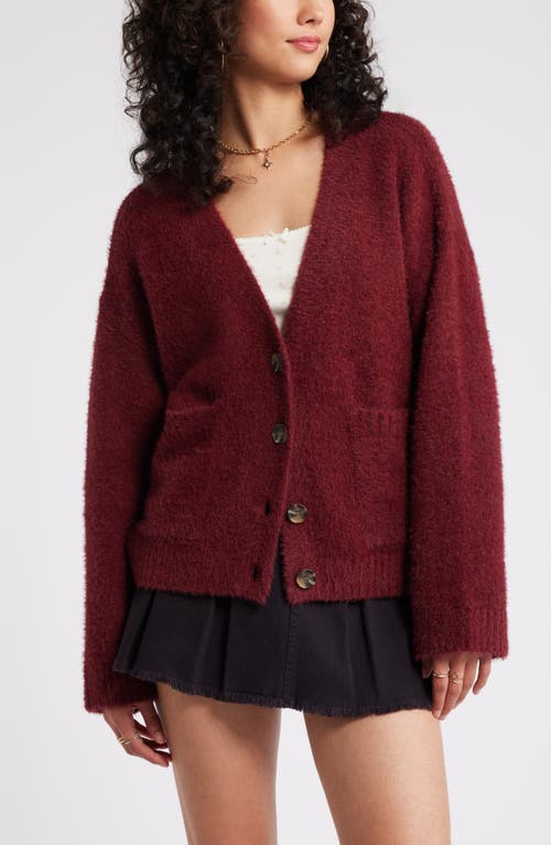 Shop Bp. Fuzzy Cardigan In Red Grape