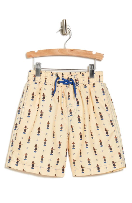 Beach Bros Kids' Hula Girls Swim Trunks In Gold