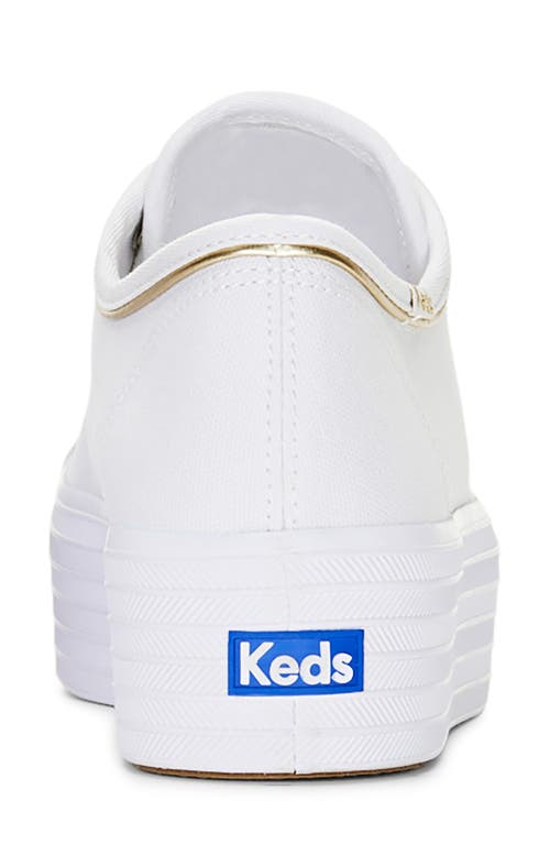 Keds ® Triple Up Piped Platform Sneaker In White/gold