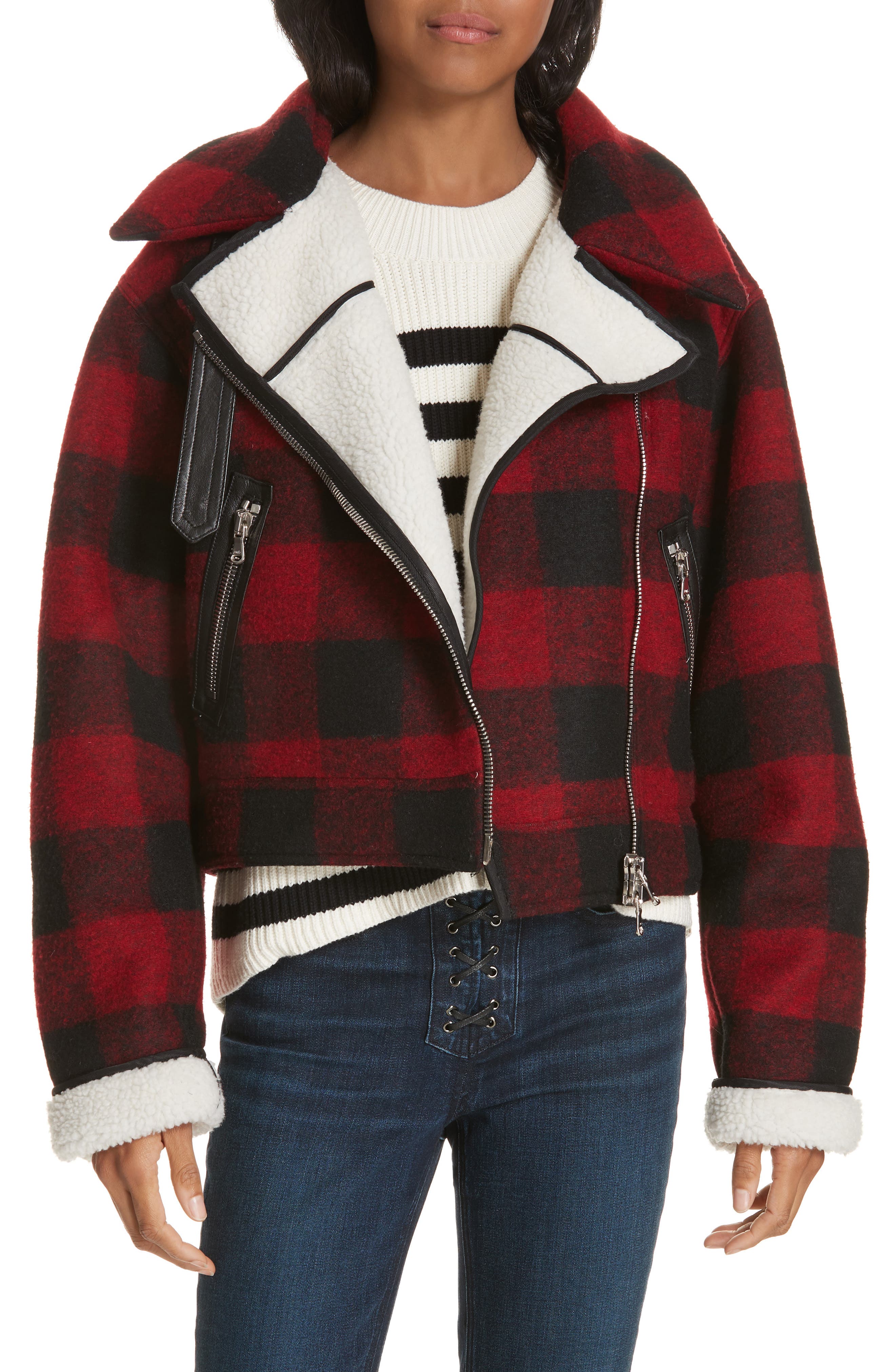veronica beard shearling jacket