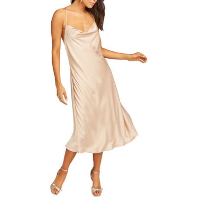 Show Me Your Mumu Verona Satin Slipdress, Beige