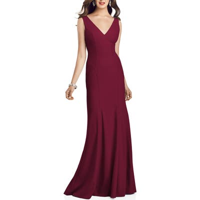 Dessy Collection Crepe Trumpet Gown, 8 (similar to 1) - Burgundy