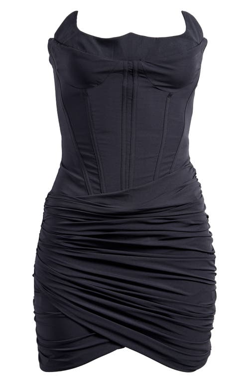 Shop Mistress Rocks Strapless Corset Cocktail Minidress In Black