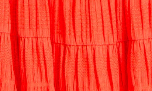 Shop Max Studio London Texture Tiered Stretch Cotton Dress In Papaya-papaya