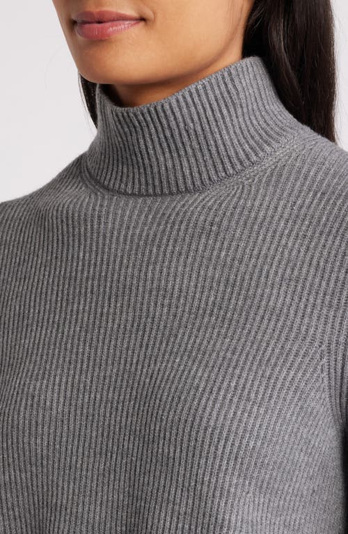 Shop Anne Klein Mock Neck Rib Sweater In Graphite Heather Grey