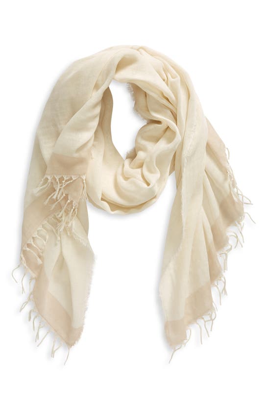 Shop Vince Border Stripe Gauze Scarf In White