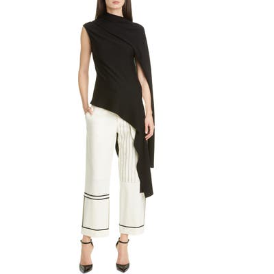 Monse Asymmetrical Draped Merino Wool Sweater, Black