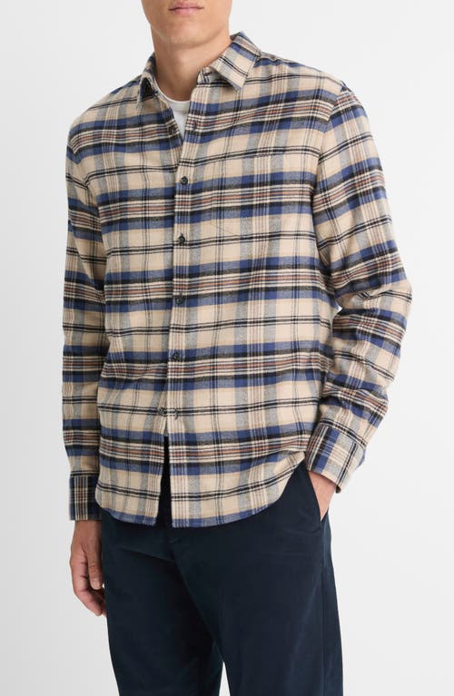 Shop Vince Hasley Plaid Flannel Button-up Shirt In Pebble/ultramarine