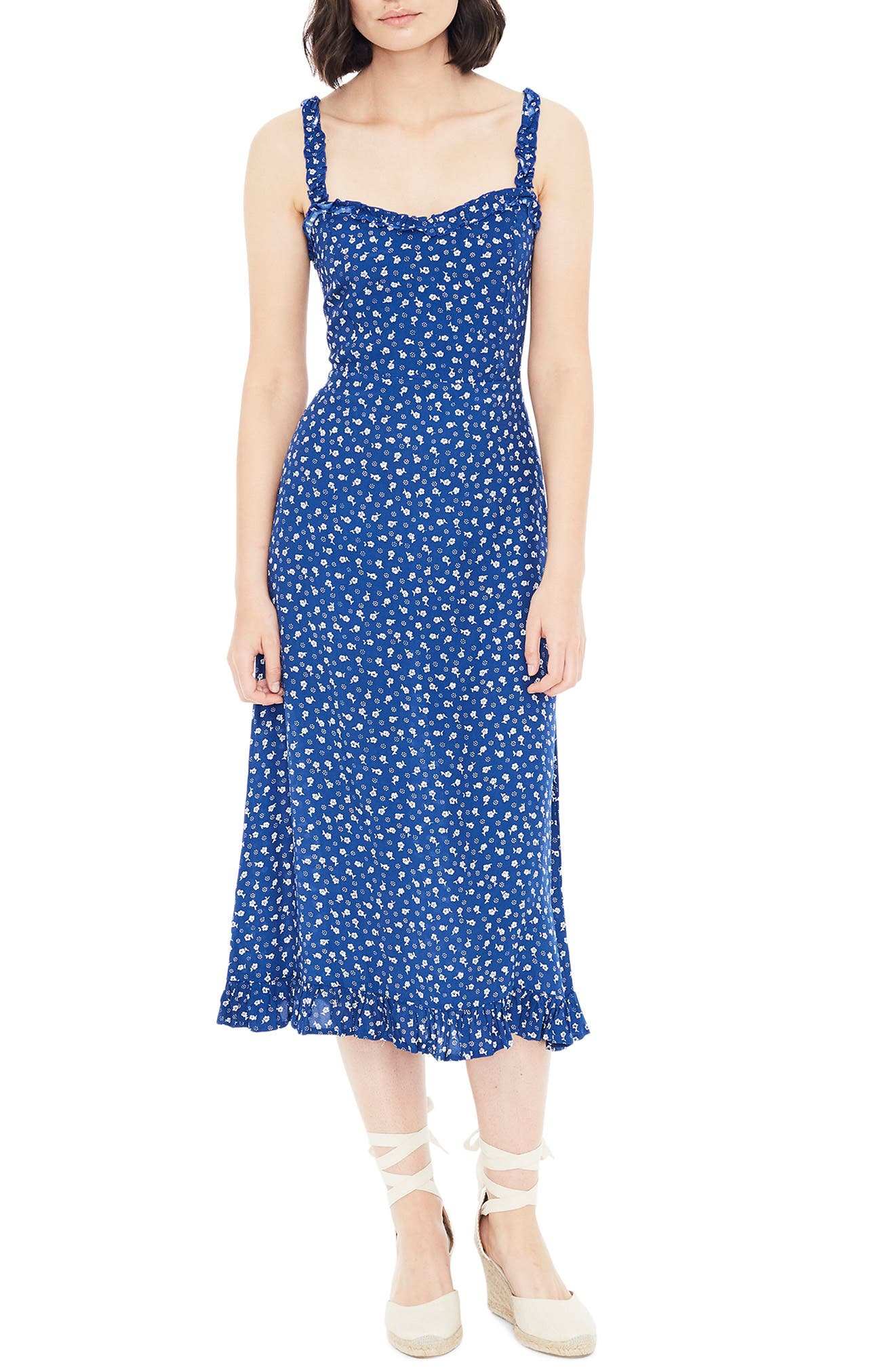 Faithfull The Brand Noemie Blue Floral Sundress, Blue