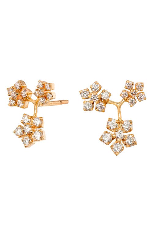 Sethi Couture Enchanted Garden Diamond Flower Stud Earrings in Yellow Gold 