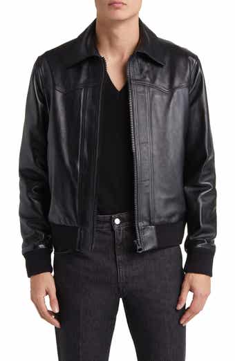 John varvatos band sales collar leather jacket