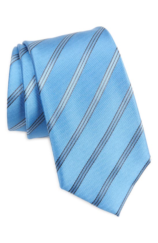 Shop Duchamp Stripe Silk Tie In Light Blue