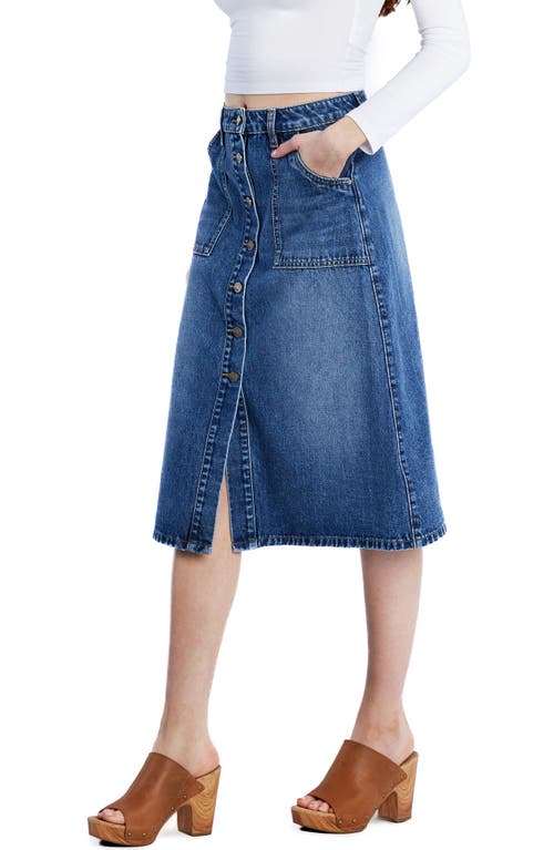 WASH LAB DENIM WASH LAB DENIM BUTTON FRONT A-LINE DENIM SKIRT