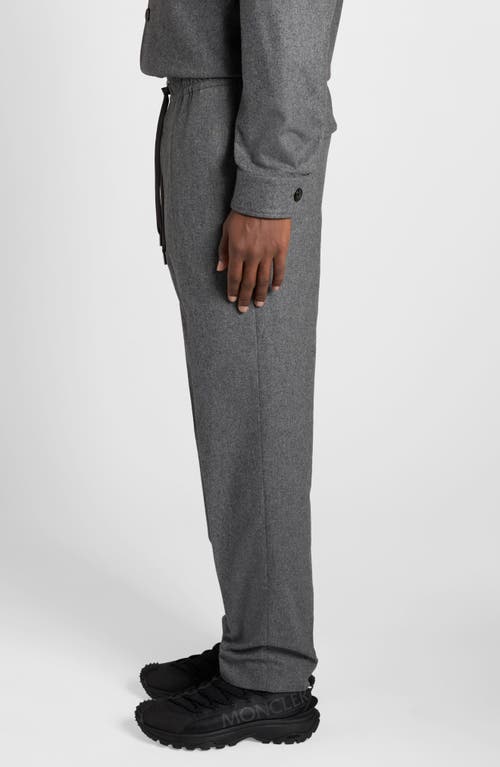 Shop Moncler Wool Blend Flannel Pants In Dark Grey