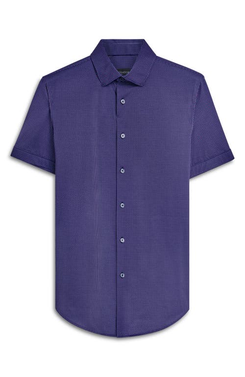 Bugatchi Miles Ooohcotton® Confetti Print Short Sleeve Button-up Shirt In Navy