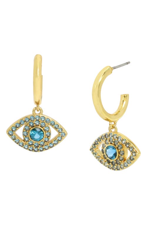 Shop Kurt Geiger London Pavé Evil Eye Huggie Hoop Earrings In Blue