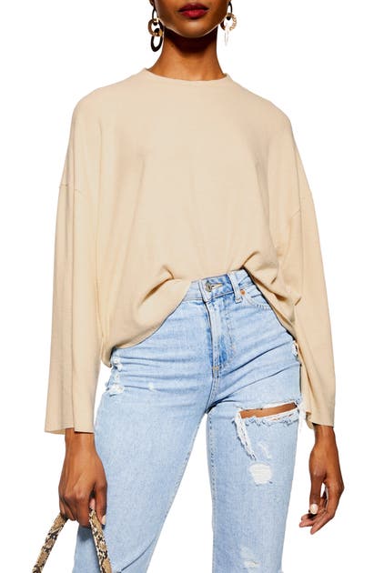 Topshop Super Soft Ribbed Sweater In Cream