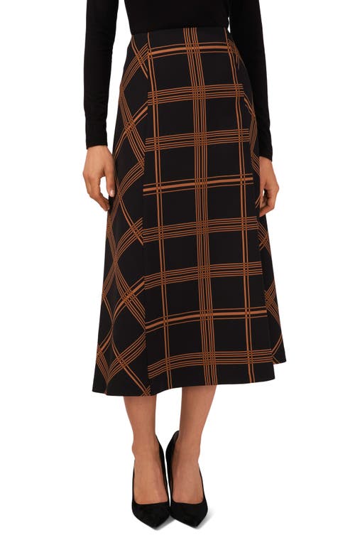 halogen(r) Plaid Midi Skirt in Rich Black