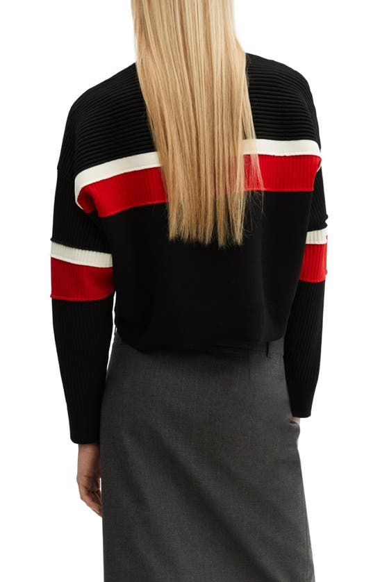 Shop Mango Bizcoxit Stripe Zip-up Cardigan In Black