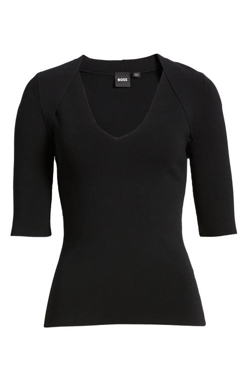 Shop Hugo Boss Boss Fezania Elbow Sleeve Top In Black