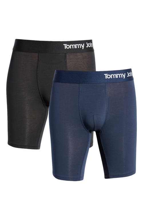 Tommy John 2-Pack Cool Cotton 8-Inch Boxer Briefs in Navy/Black