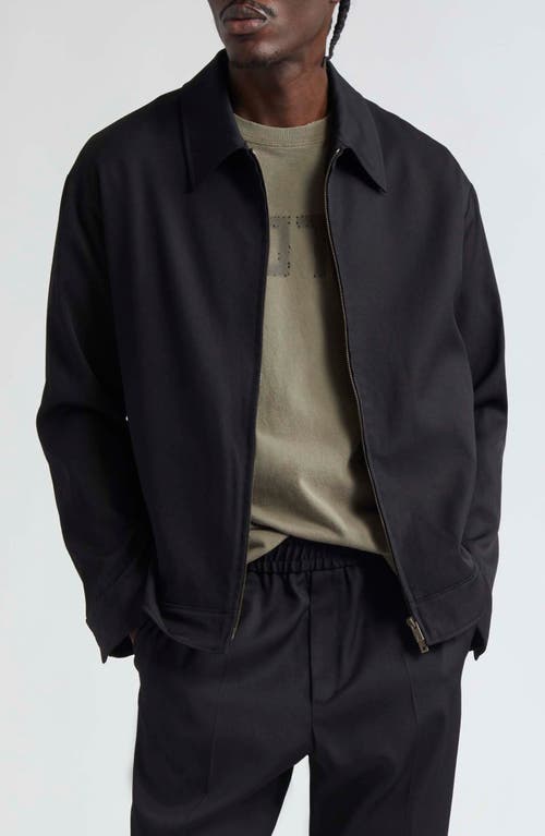 Golden Goose Black Zip Jacket In Wool Gabardine Men In Black