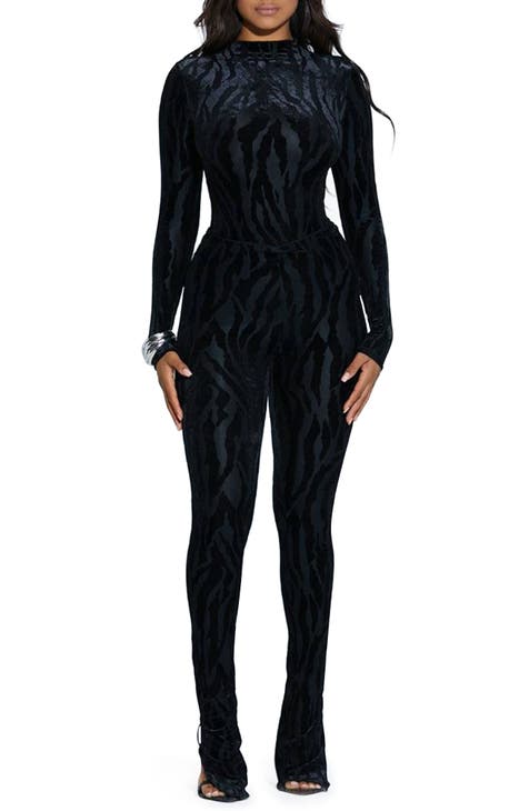 Women's Long Sleeve Black Bodysuit Costume