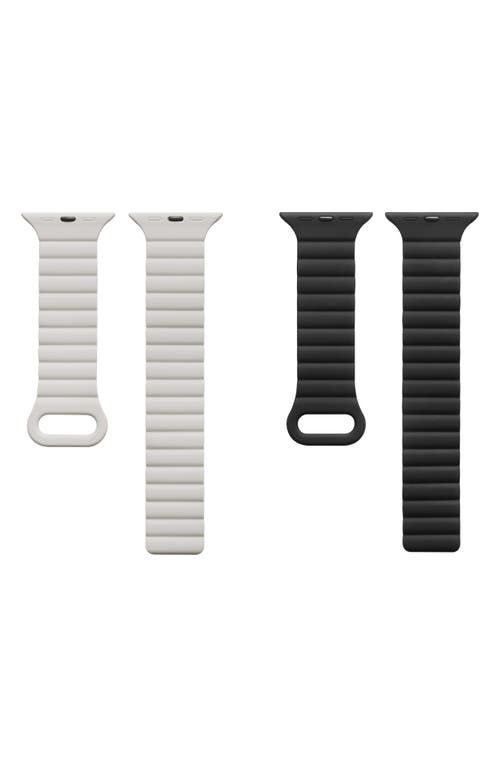 Shop The Posh Tech Pack Of 2 Magnetic Silicone Watch Bands In Black/blush Pink