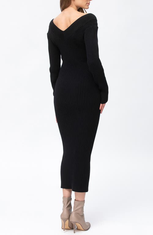 Shop Pietro Brunelli Rib Long Sleeve Maternity Midi Sweater Dress In Black