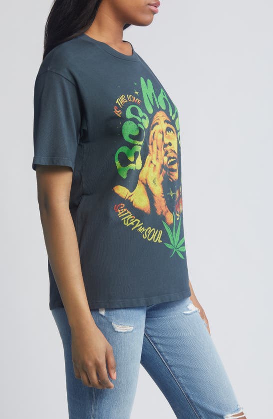 Shop Daydreamer Bob Marley Is This Love Cotton Graphic T-shirt In Vintage Black