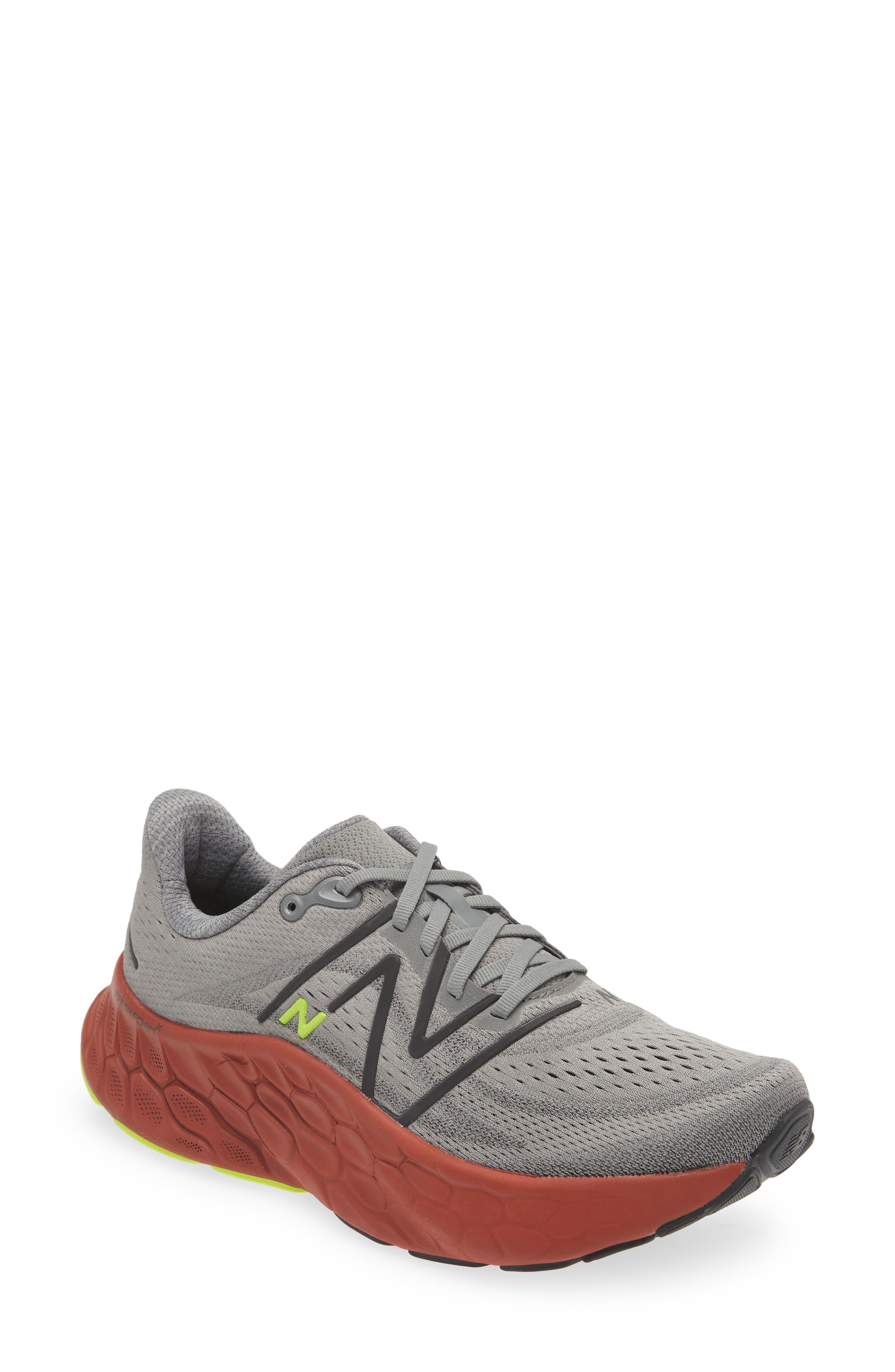 New Balance Fresh Foam X More v4 Sneaker in Harbor Grey/Brick Red
