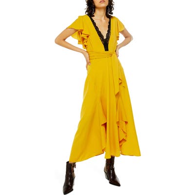 Topshop Lace Inset Midi Dress, US (fits like 0) - Yellow