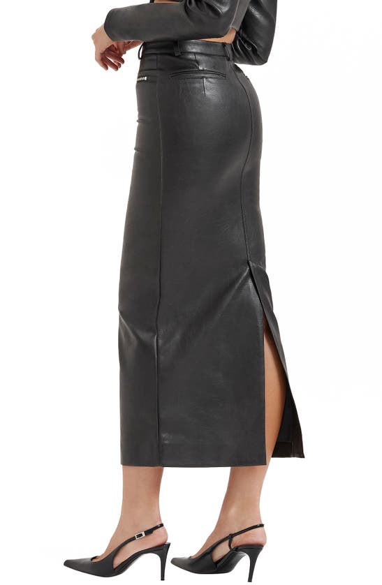 Shop House Of Cb Tana Faux Leather Maxi Skirt In Black