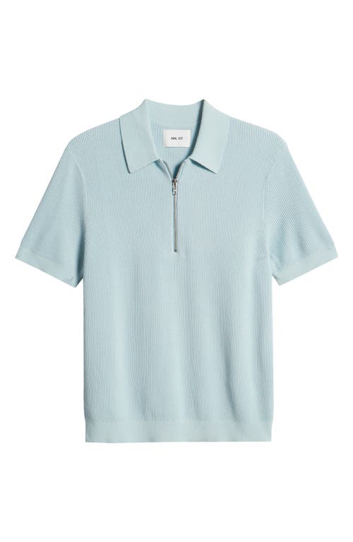Nn07 Hansie Zip Ribbed Organic Cotton Sweater Polo In Winter Sky