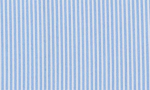 David Donahue Slim Fit Pinstripe Cotton Twill Dress Shirt In White/blue