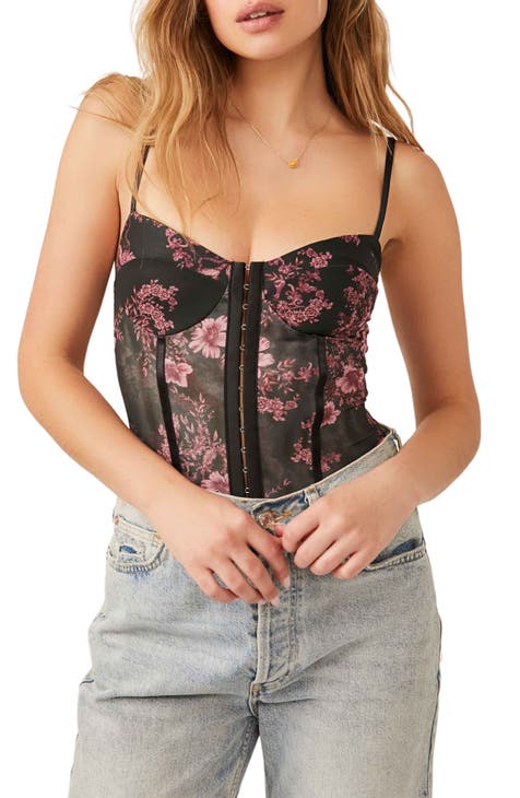 Sexy Lace Bustier Adjustable Spaghetti Straps Half Cup Corest