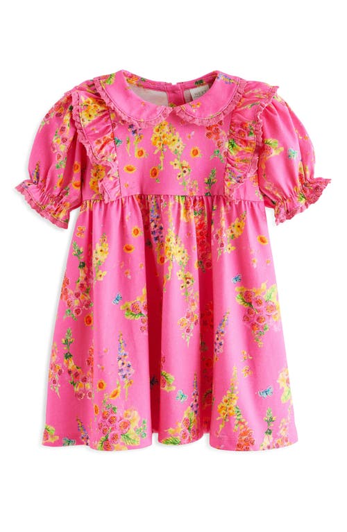 Next Kids' Floral Cotton Jersey Dress In Pink