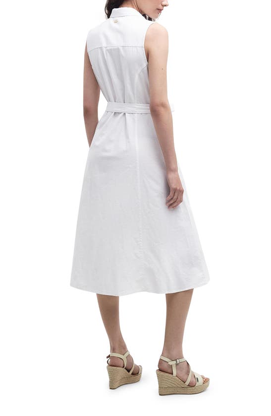 Shop Barbour Reil Sleeveless Stretch Cotton Shirtdress In White