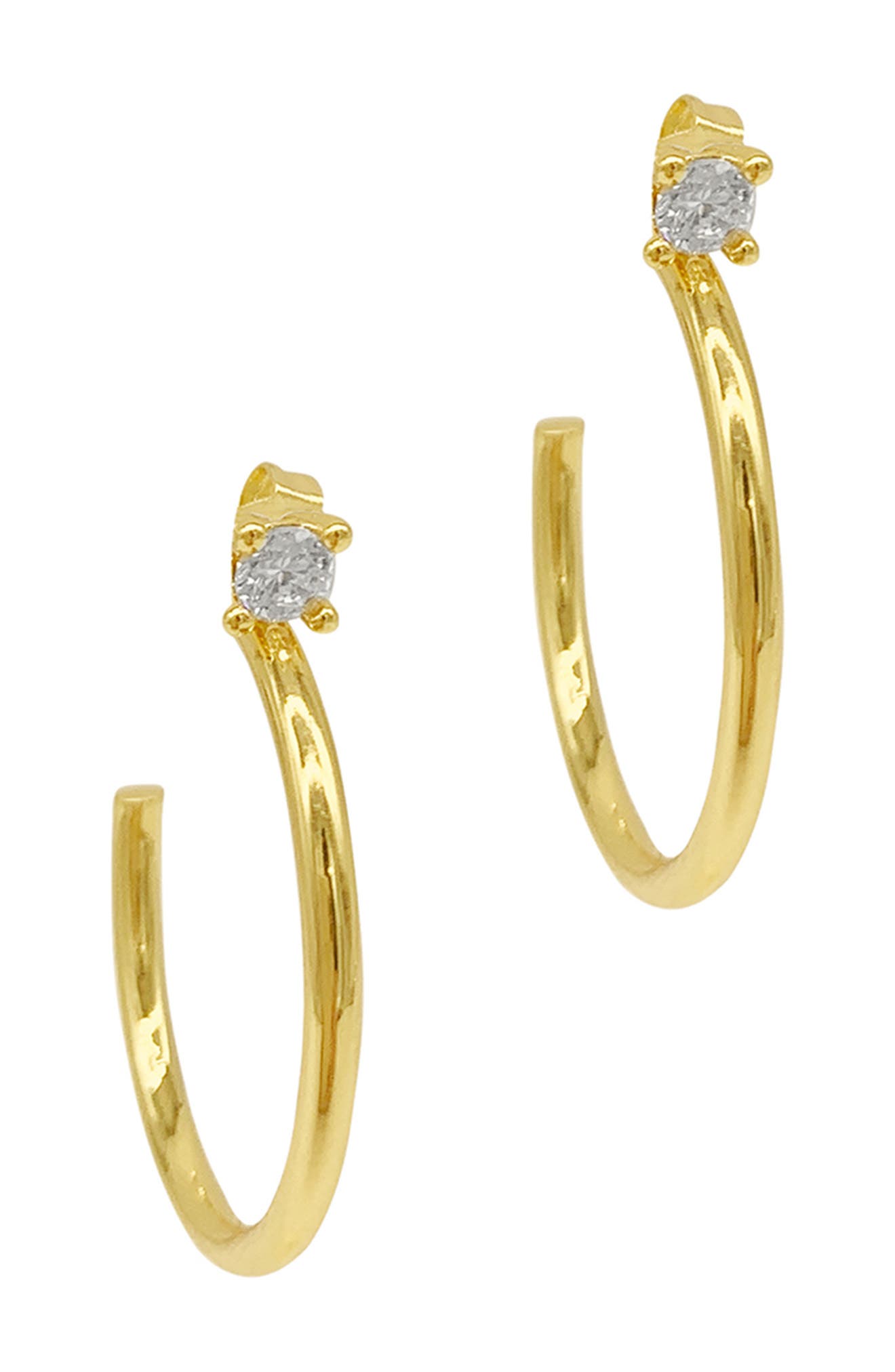 Adornia 14k Yellow Gold Vermeil Brass Studded Hoop Earrings