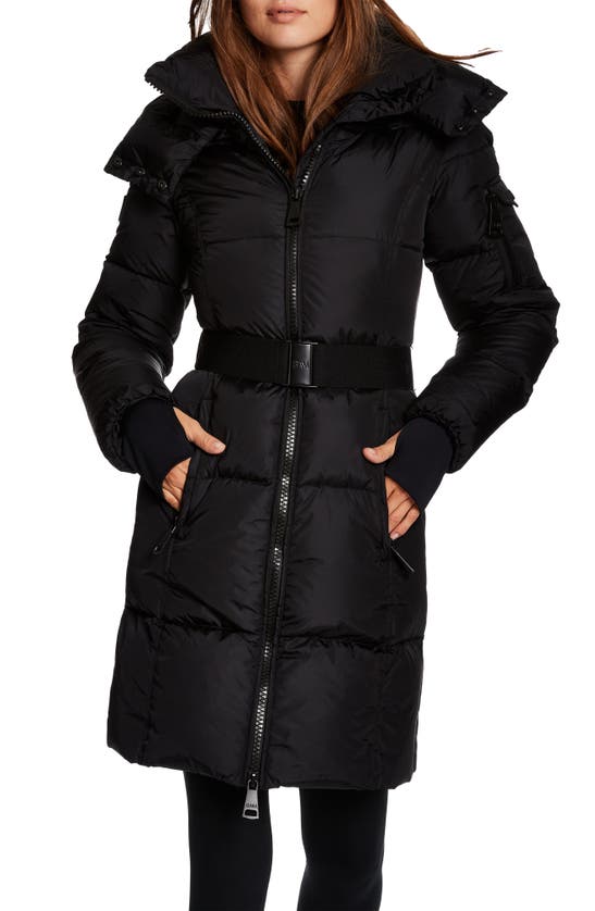 SAM NOHO BELTED WATER REPELLENT & WIND RESISTANT LONG PUFFER COAT