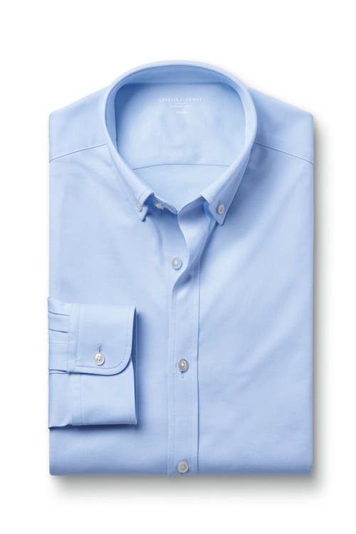 Shop Charles Tyrwhitt Four-way Stretch Button Down Jersey Shirt In Sky Blue