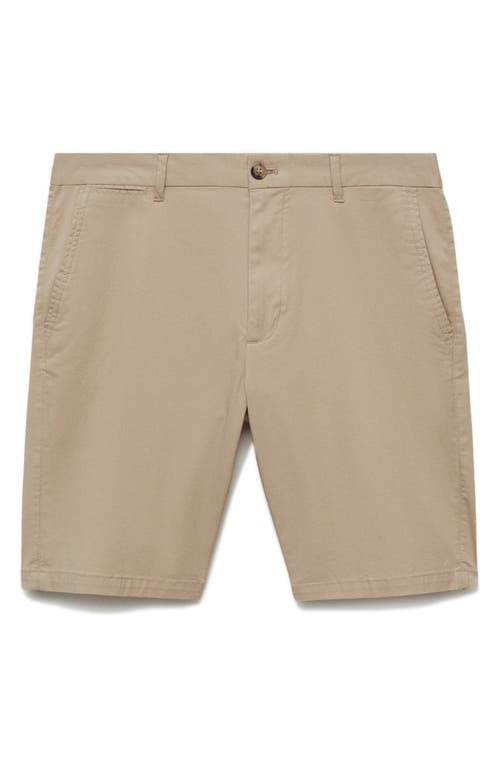 Shop Mango Slim Fit Stretch Cotton Bermuda Chino Shorts In Beige