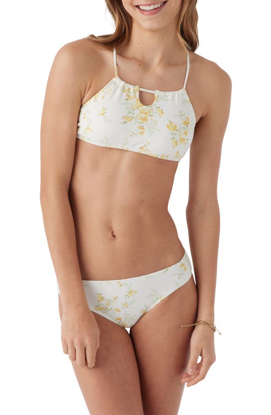 Shop O'neill Kids' Tatianna Floral Two-piece Swimsuit In Vanilla