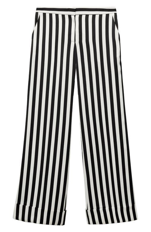 Shop Mango Stripe Straight Leg Pants In White