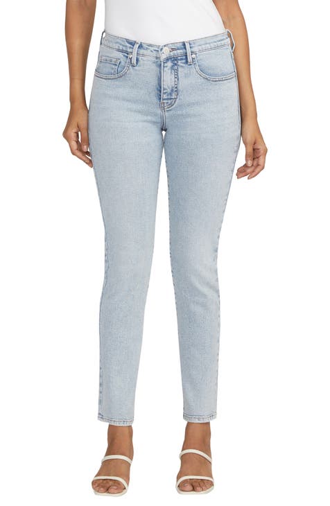 Cassie Mid Rise Slim Straight Leg Jeans (Bali Blue)