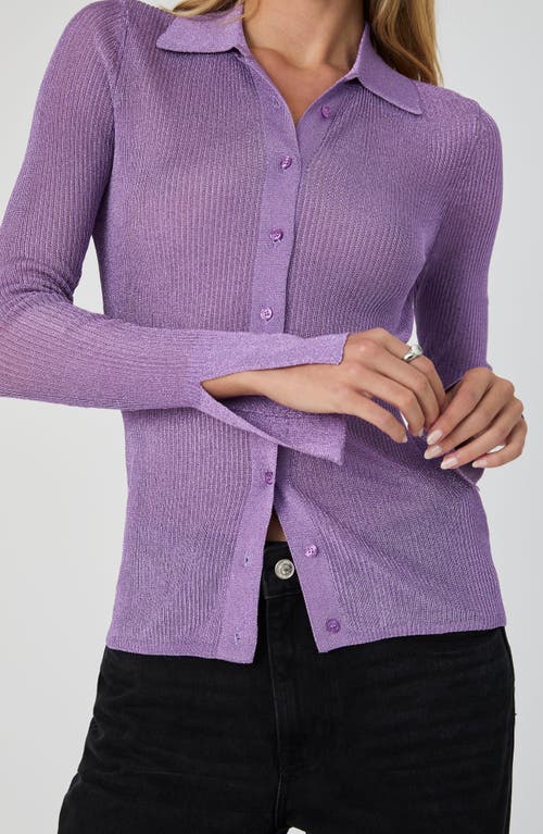 Shop French Connection Metallic Collared Cardigan In 50-lavender