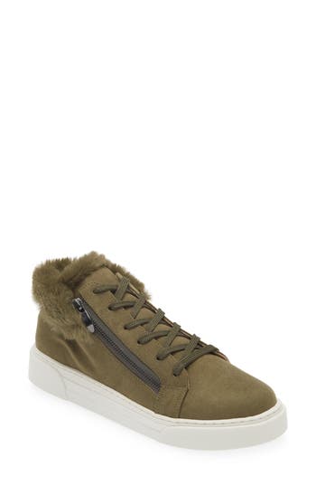 Love Rio Debbie Faux Fur Zip Sneaker In Hunter Green