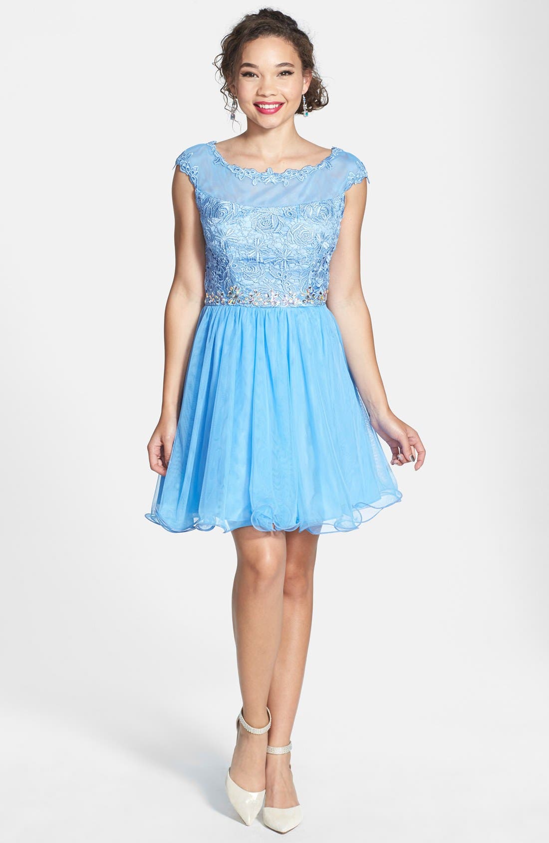 Steppin Out Lace Detail Party Dress (Juniors) | Nordstrom