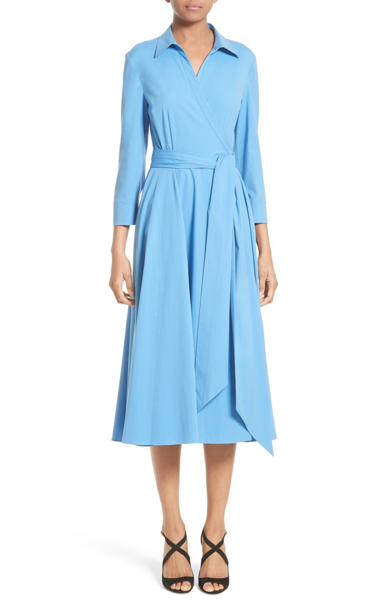 stretch cotton poplin belted halter dress - Main Image